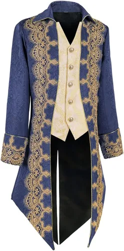 Vista 4 de Crubelon Chaqueta medieval steampunk para hombre, estilo gótico, victoriano, uniforme