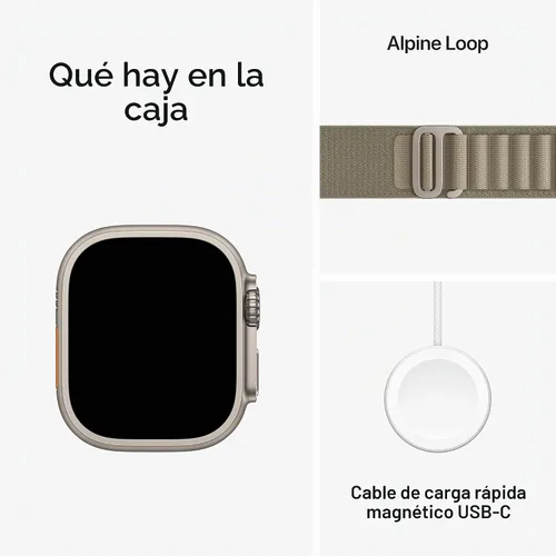 Vista 6 de Apple Watch Ultra 2 [GPS + Celular 49 mm] SmartWatch con caja de titanio resistente y correa Olive Alpine Loop pequeña. Rastreador de actividad