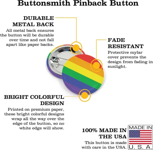 Vista 2 de Buttonsmith Botones Rainbow and Pride - Fabricado en los Estados Unidos - Union Made