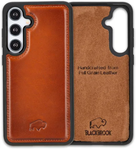 Vista 21 de BLACKBROOK Funda de piel de alta calidad a presión compatible con Samsung Galaxy S24, elegante funda de cuero de grano completo con la máxima