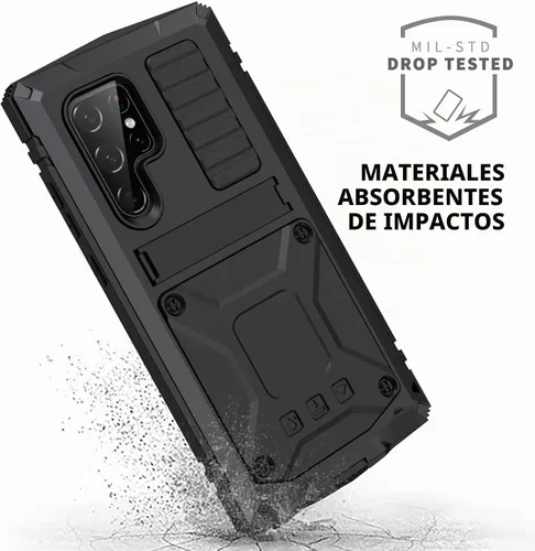 Vista 3 de Simicoo Compatible con Samsung S20 Ultra Metal Bumper Funda de silicona Militar a prueba de golpes resistente resistente Funda protectora de Negro