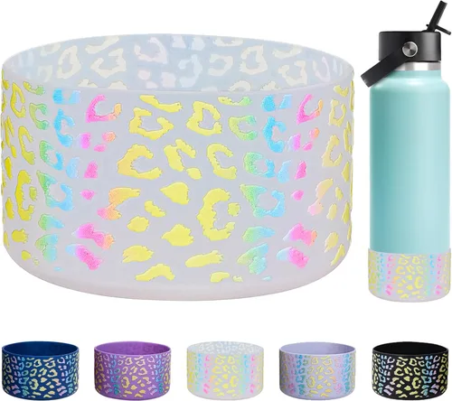 Vista 12 de WK IEASON Funda protectora de silicón base para botella de Hydro Flask de boca ancha/boca estándar, protector de fondo de silicón antideslizante