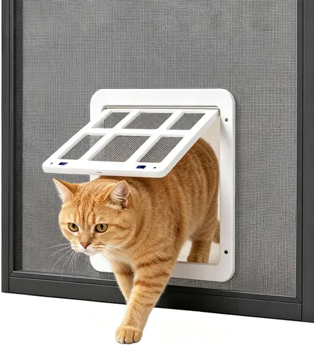 Vista 7 de Puerta mosquitera para puerta mosquitera con cierre automático magnético, pestañas dobles bloqueables, puerta mosquitera para perros, fácil acceso