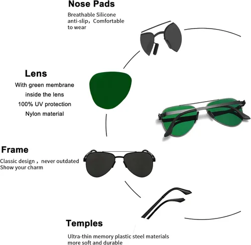 Vista 4 de Fullgren Gafas de sol polarizadas de polígono de gran tamaño para mujeres y hombres, persianas vintage UV400, clásicas grandes gafas de sol de metal