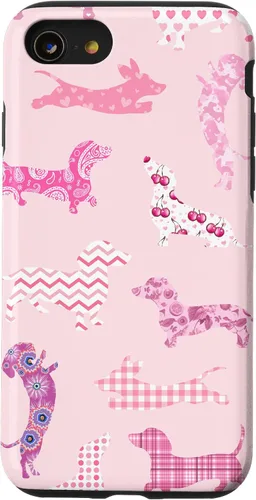 Vista 16 de Funda para iPhone 11 rosa boho Dachshund Doxie