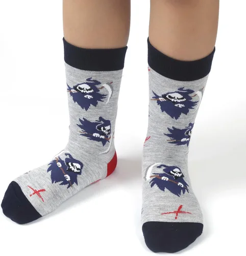 Vista 3 de Dsia Zamur Calcetines para niños y niñas, paquete de 4 a 6 unidades + caja de regalo, novedosos calcetines de pantorrilla coloridos para niños de 2