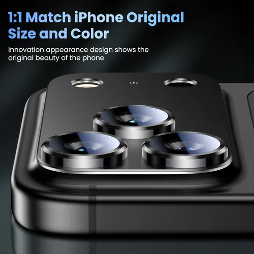 Vista 6 de Uyiton Protector de lente de cámara para iPhone 18 Pro, cubierta de vidrio A-Negro