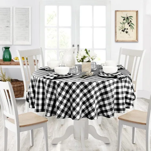 Vista 6 de Home Bargains Plus Country Rustic Buffalo - Juego de 4 manteles individuales de algodón a cuadros, color negro, a cuadros, de fácil cuidado