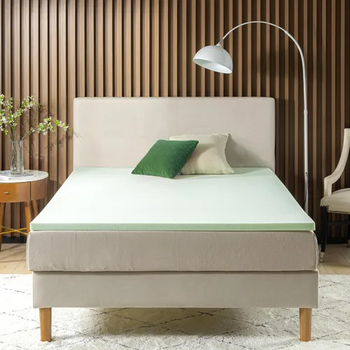 Vista 11 de ZINUS Cubrecolchón de espuma viscoelástica de té verde de 1.5 pulgadas, ropa de cama para dormitorio, capa de alivio de presión, ideal para aliviar