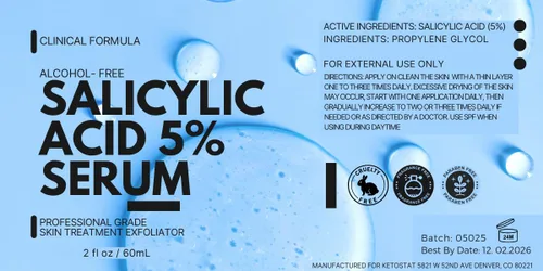 Vista 5 de Solución de suero de ácido salicílico al 5% de 2 onzas líquidas, fórmula de dos ingredientes sin perfume Minimal formulation, no added fragrance