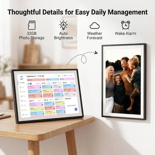 Vista 5 de LOOFII Calendario digital inteligente de 15.6 pulgadas – Calendario de pantalla táctil Full HD de 1920 × 1080 y planificador familiar con tabla