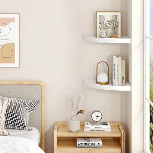 Vista 2 de YMYNY Set of Corner Floating Shelves for Wall Mount 12" White