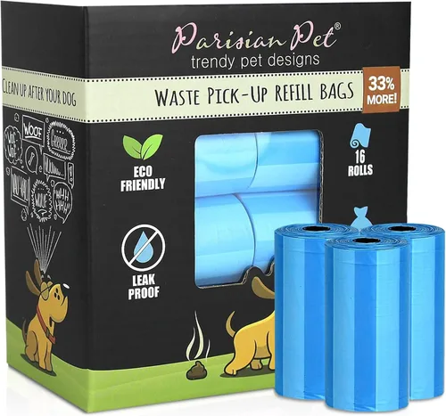 Vista 37 de Parisian Pet Bolsas ecológicas para excrementos de perro, 8 rollos, 20 bolsas por rollo, sin perfume, a prueba de fugas, perfectas para limpiar Casa