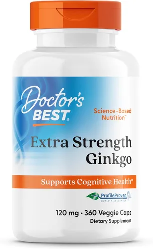 Vista 7 de Doctor's Best Ginkgo extra fuerte, sin OMG, sin gluten, vegano, sin soja, promueve la función mental y la memoria, 120 mg, 120