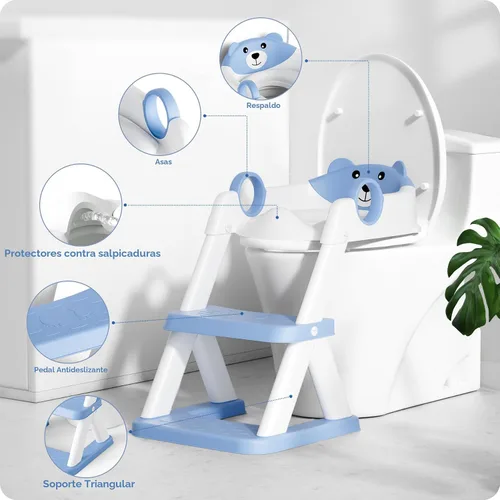 Vista 2 de Asiento de Entrenamiento de Baño, Asiento de Inodoro Mejorado para Niños y Niñas, Asiento de Entrenamiento de Baño 2 en 1 para Niños, Asiento