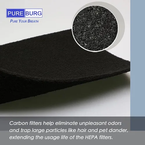 Vista 6 de PUREBURG HSP002 Filtro de repuesto compatible con Hathaspace HSP002 Smart True 2.0 purificador de aire, 1 paquete H13 HEPA carbón activado 3 etapas