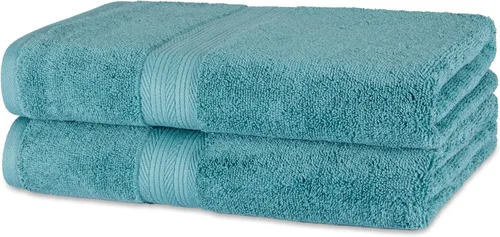 Vista 12 de Amazon Basics Juego de 6 toallas de gran tamaño resistentes a la decoloración, 100% algodón, altamente absorbentes, suaves, color verde azulado, 2
