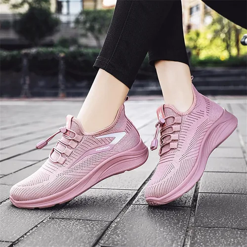 Vista 5 de Zapatos de correr para mujer, para caminar, a la moda, con tirantes, de voleibol, de lona, de malla, de punto, bajos, de cuña simple, cómodos