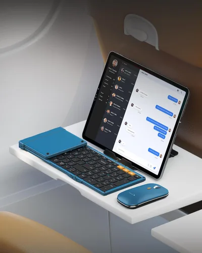 Vista 8 de ProtoArc XKM01 - Combo de ratón y teclado plegable de tamaño completo para Azul