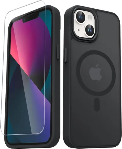 Vista 22 de YENAPOON Funda magnética mate para iPhone 11 con 1 protector de pantalla, compatible con Magsafe, translúcida esmerilada, delgada, a prueba