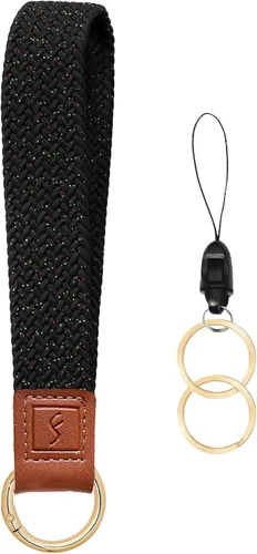 Vista 25 de Fishent Llavero elástico, bonito llavero de pulsera, cordón de muñeca tejido mejorado para llaves, llaveros para mujeres y hombres, llaves