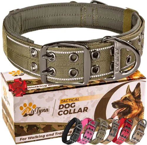 Vista 27 de ADITYNA Collar de perro resistente para perros extra grandes con mango de Collar táctico de camuflaje para caminar, entrenar, uso diario