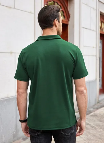 Vista 4 de Tinkwell Polo para hombre con bolsillo de manga corta camisas de golf para hombre