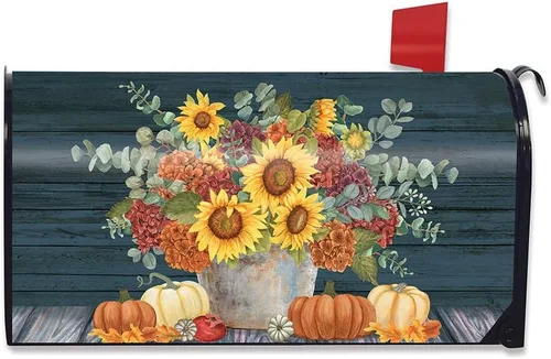 Vista 3 de Briarwood Lane Funda para buzón de otoño con ramo de otoño, tamaño estándar