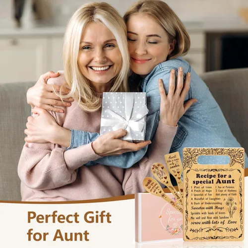 Vista 5 de Regalos para tía de sobrina sobrino, juego único de tabla de cortar, regalos de cumpleaños para tía mejor tía, ideas de regalo de Navidad, día