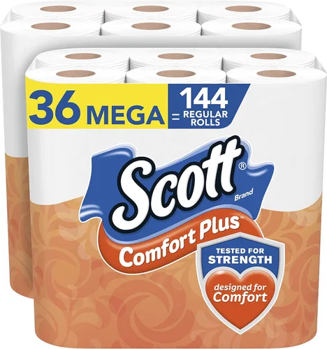 Vista 8 de Scott ComfortPlus - Papel higiénico, 6 mega rollos, 310 hojas por rollo, apto para fosas sépticas, toalla de baño de 1 capa