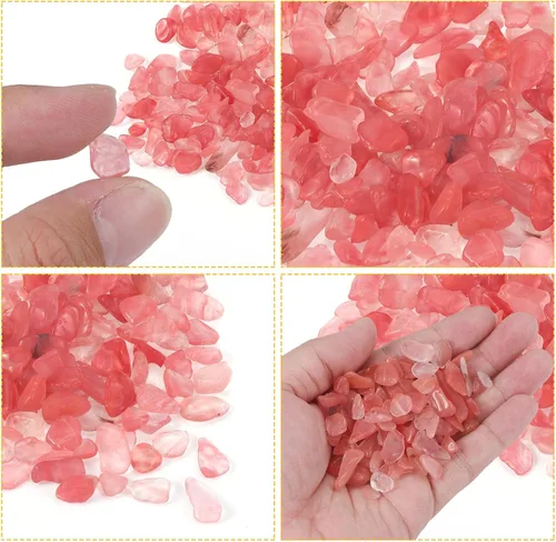 Vista 4 de MECCANIXITY Piedras de virutas pulidas de 14.11 oz/0.88 libras, 0.276-0.354 in, cristal triturado natural, piedras pulidas irregulares, decoración