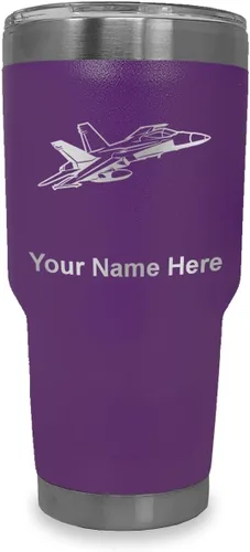 Vista 11 de LaserGram Taza aislada al vacío de 20 onzas, Fighter Jet 2, grabado personalizado incluido (negro)