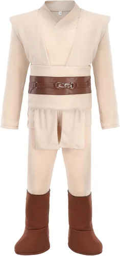 Vista 2 de Disfraz de caballero para niños, 4 piezas, túnica de Halloween, uniforme, bata, pantalones, cinturón, traje de cosplay