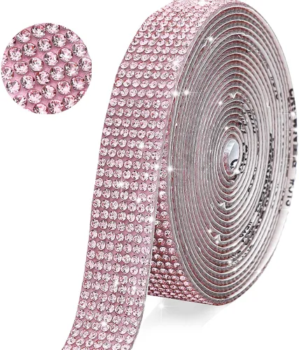 Vista 13 de Tiras de Cinta de Diamantes de Imitación de Cristal Autoadhesivas Negras, Tiras de Cinta de Diamantes de Imitación de 7 Filas con Adhesivo