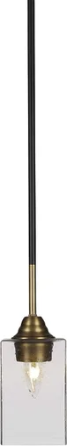 Vista 132 de Toltec Lighting Paramount - Mini colgante de 1 luz en acabado negro mate con cristal de arte perla de 7 pulgadas y estilo negro