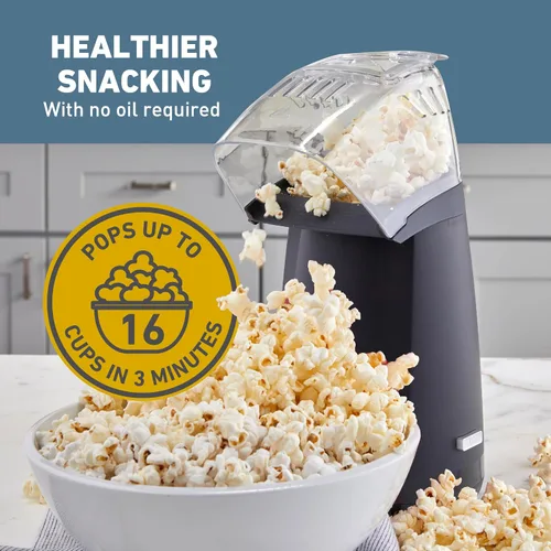 Vista 3 de West Bend Air Crazy - Máquina para hacer palomitas de maíz de aire caliente, 4 cuartos de galón, sin aceite, para aperitivos más saludables Negro