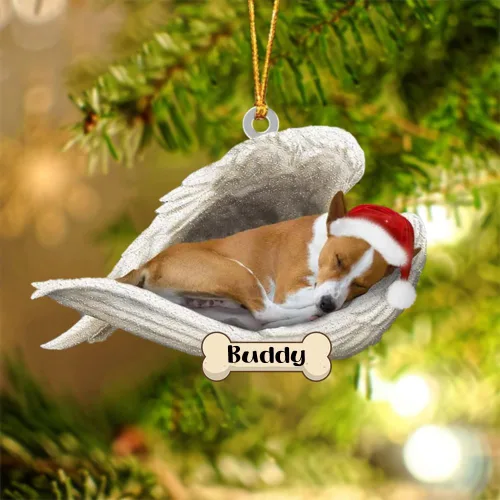 Vista 135 de Afghan Hounds - Adorno de Navidad con alas de ángel durmiente, recuerdo personalizado para perros 2024, adorno de forma acrílica, regalos