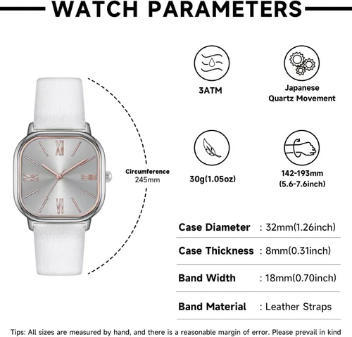 Vista 2 de Bisley Women Square Watch Leather Strap Easy to Read