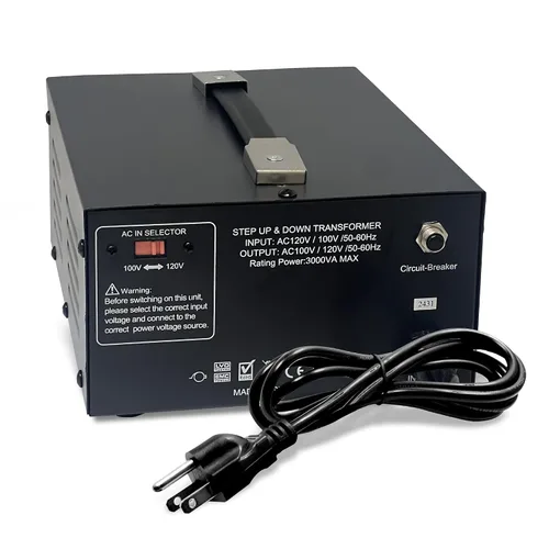 Vista 6 de Convertidor Transformador de Voltaje de 3000 Vatios para Japón Elevador/Reductor - 100v a 120v / 120v a 100v Convertidor de Energía Japonés - Cable