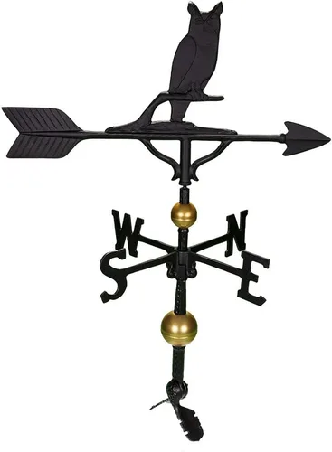 Vista 7 de Montague Metal Products Veleta de 32 pulgadas con adorno de búho de hierro sueco Hierro (Swedish Iron)
