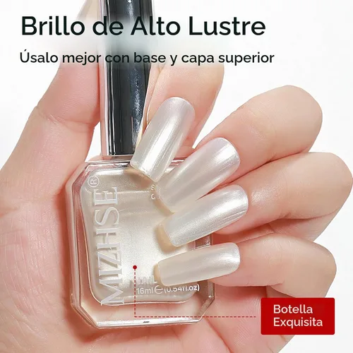 Vista 5 de MIZHSE Esmalte de uñas blanco perla de secado rápido, esmalte de uñas