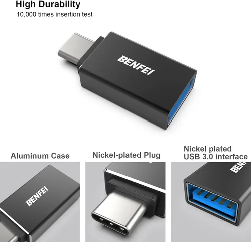 Vista 5 de BENFEI Adaptador USB C a USB 3.0, paquete de 3 adaptadores USB C a un macho a hembra, compatible con MacBook 2018 2017 2016, Samsung Galaxy Note 8