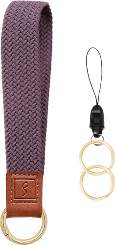 Vista 21 de Fishent Llavero elástico, bonito llavero de pulsera, cordón de muñeca tejido mejorado para llaves, llaveros para mujeres y hombres, llaves
