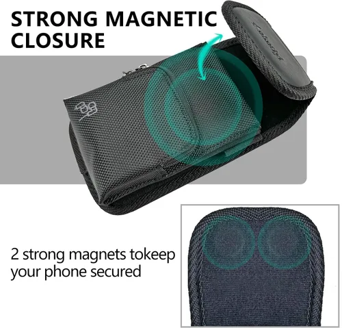 Vista 4 de Funda de nailon para teléfono con bolsillo con cremallera, bolsa de clip para cinturón para iPhone 17 16 15 14 Pro Max y Plus