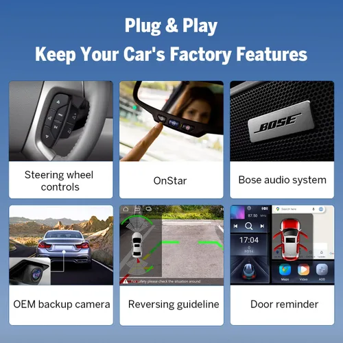 Vista 3 de Eonon GMX7A 4G+64G Android 14 Estéreo para automóvil compatible con GMC/Chevy/Buick Wireless CarPlay y Android Auto, radio de coche con pantalla