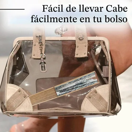 Vista 6 de Ventilador de mano plegable para mujer, de madera, plegable, de bambú, para mujer, accesorios de seda de papel plegable para bodas, decoración china