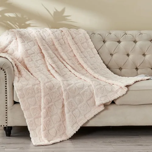 Vista 5 de FY FIBER HOUSE - Mantas con diseño de corazón a cuadros, mantas suaves y cálidas para regalos para amantes, madres, padres, lavables y ligeras