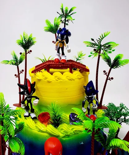 Vista 8 de SONIC and Friends - Decoración para pastel de fiesta de cumpleaños con figuras de Sonic y accesorios decorativos