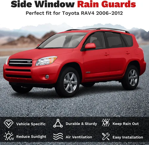 Vista 2 de Canvcle RAV4 Protectores de lluvia – Viseras de ventana para Toyota RAV4 2006-2012, deflectores de viento de ventana lateral con cinta para montaje