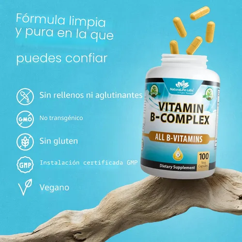 Vista 6 de NaturaLife Labs Complejo de vitamina B – Todas las vitaminas B, incluyendo activos B2, B6, B9 y B12 (metilcobalamina), más B1, B3, B5, B7 y vitamina